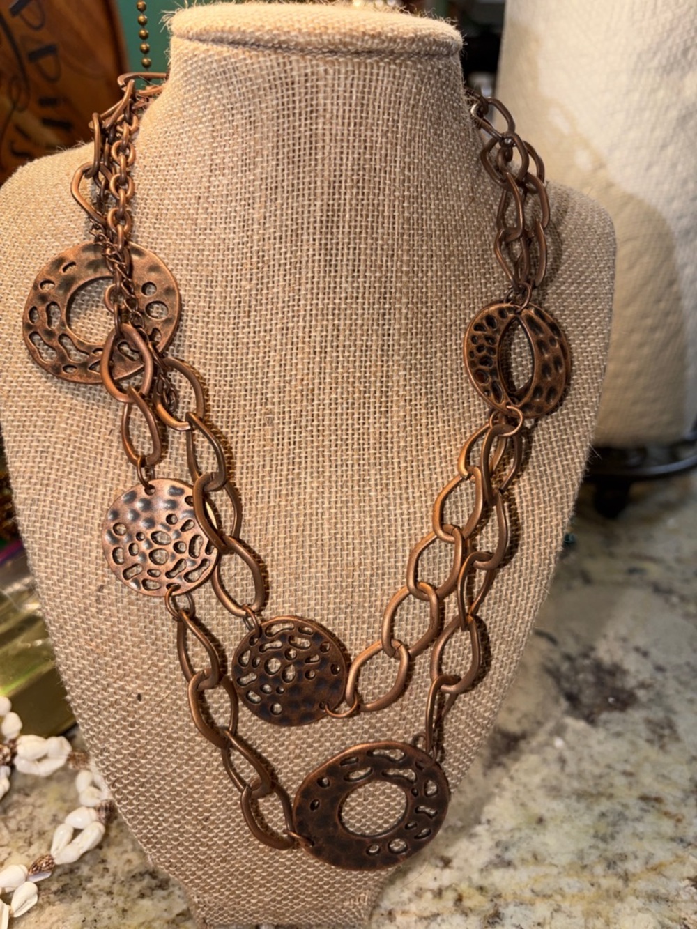 Copper Tone Open Circle Statement Necklace - Women Jewelry